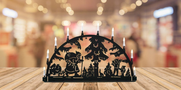 LED Metall Außenschwibbogen Weihnachtsmann 1,00 x 0,50 Meter