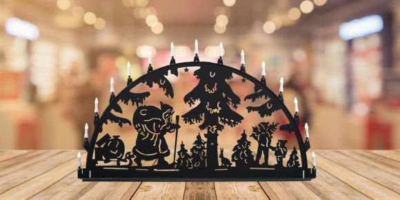 LED Metall Außenschwibbogen Weihnachtsmann 1,50 x 0,75 Meter