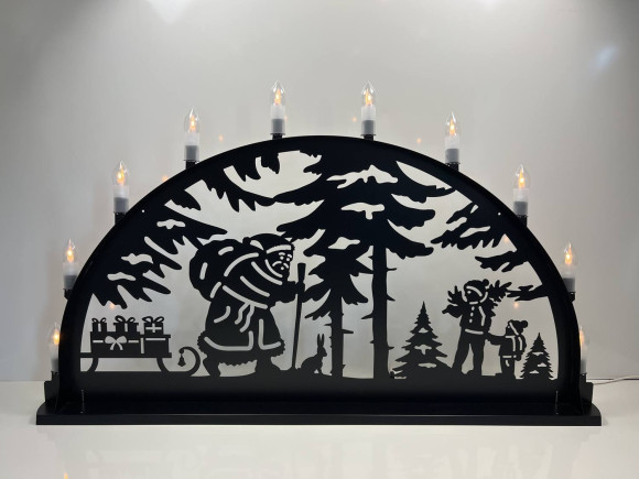 LED Metall Außenschwibbogen Weihnachtsmann 2,00 x 1,00 Meter