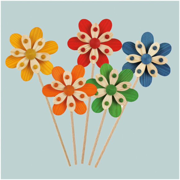 Baumbehang Frühlingsblüten mit Stab steckbar ø 7,0 cm, 5-teilig