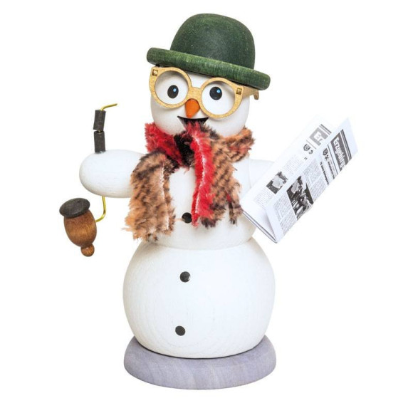 Räuchermann Schneemann mit Zeitung
