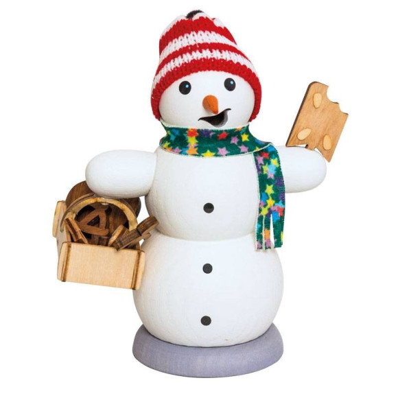 Räuchermann Schneemann mit Lebkuchenkorb