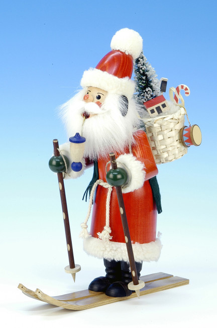 Räuchermännchen Weihnachtsmann auf Ski - Auslaufartikel