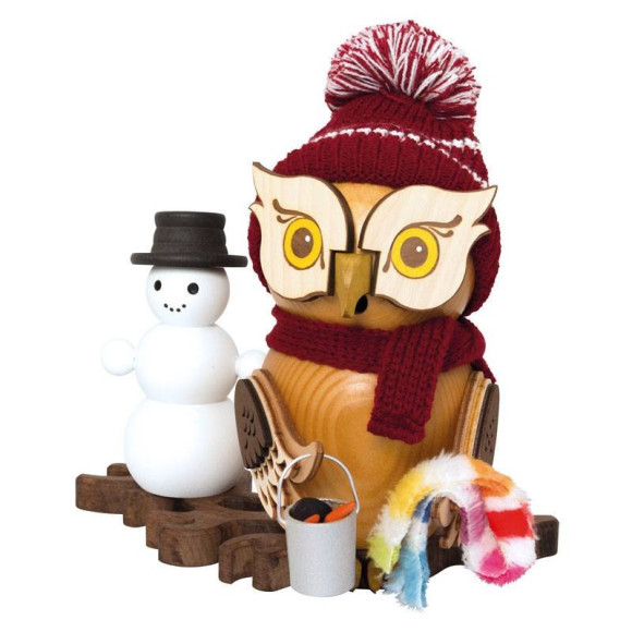 Räuchereule mit Schneemann