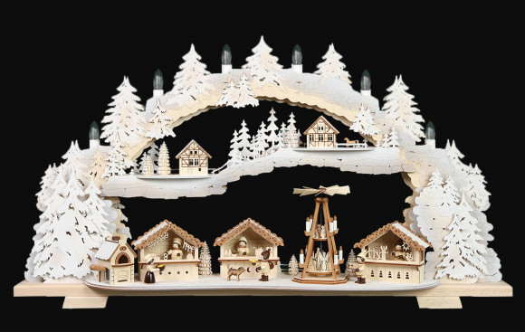 3D-Mehrschicht-Schwibbogen Weihnachtsmarkt verschneit, 70 cm