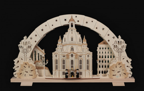 Mehrschicht-Schwibbogen Dresdener Frauenkirche mit Kurrende, 50 cm