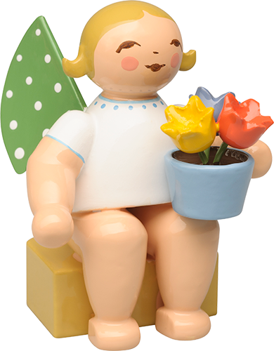 Kalenderfigur 2027 Engel mit Blumentopf