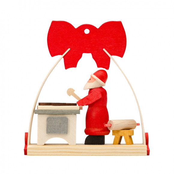 Baumbehang Schleife Weihnachtsmann mit Bäckerei