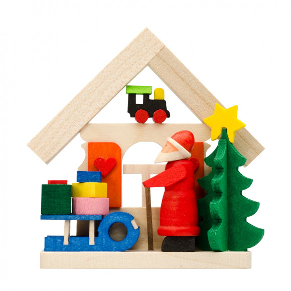 Baumbehang Haus Weihnachtsmann mit Schlitten