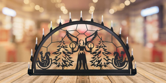 LED Metall Außenschwibbogen Lichterengel 1,50 x 0,75 Meter