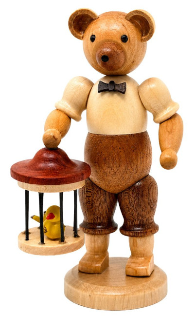 Bär mit Vogelkäfig