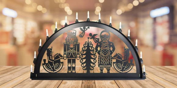 LED Metall Außenschwibbogen Olbernhau 1,50 x 0,75 Meter