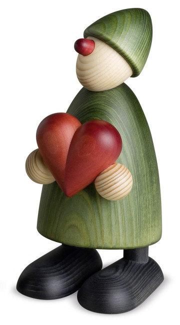 Gratulant Theo mit Herz, grün, 17 cm