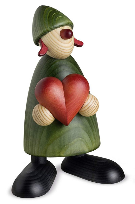 Gratulantin Thea mit Herz, grün, 17 cm