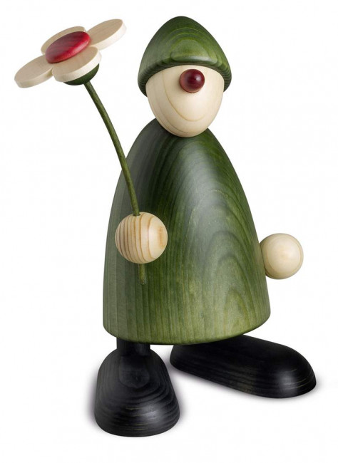 Gratulant Phillip mit Blume stehend, grün, 17 cm