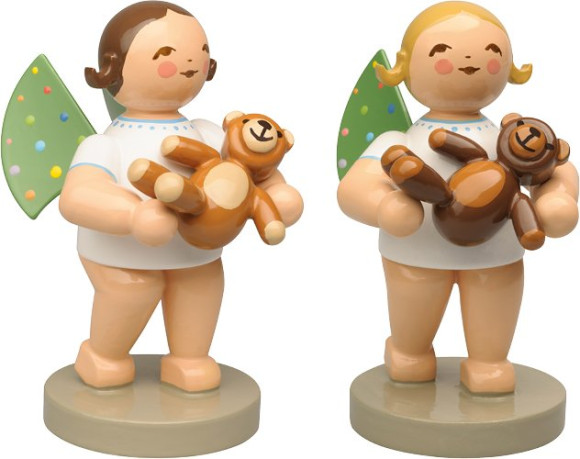 Engel mit farbigen Flügelpunkten und Teddy