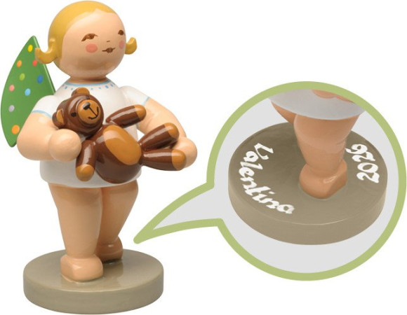 Engel mit farbigen Flügelpunkten und Teddy, Ihr Einzelstück