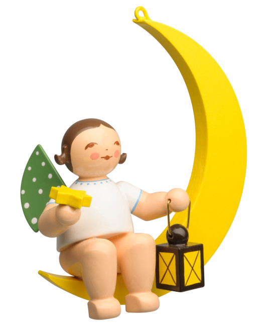 Engel mit Stern und Laterne im Mond