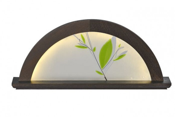 LED-Lichterbogen Farbton Mooreiche mit Glas, grüne Blätter