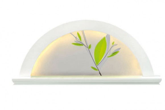 LED-Lichterbogen Erle weiss mit Glas, grüne Blätter