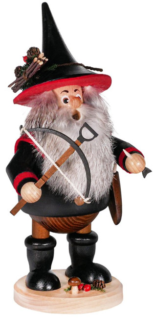 Räuchermann Räuberwichtel mit Armbrust schwarz- 26 cm