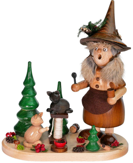 Räuchermann Wichtelfrau Katzenfreundin - 26 cm