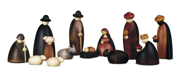 Große Weihnachtskrippe Krippenfiguren als Set, 12-teilig