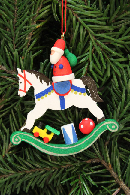 Baumbehang Weihnachtsmann auf Schaukelpferd