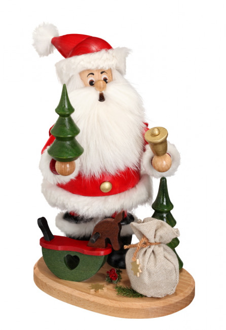 Räucherwichtel Weihnachtsmann mit Schaukelpferd