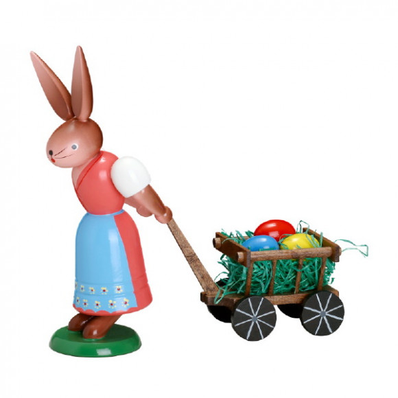 Hasenfrau mit Handwagen groß