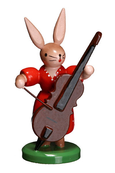 Hasenfrau mit Kontrabaß, stehend