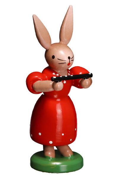 Hasenfrau mit Piccoloflöte, stehend