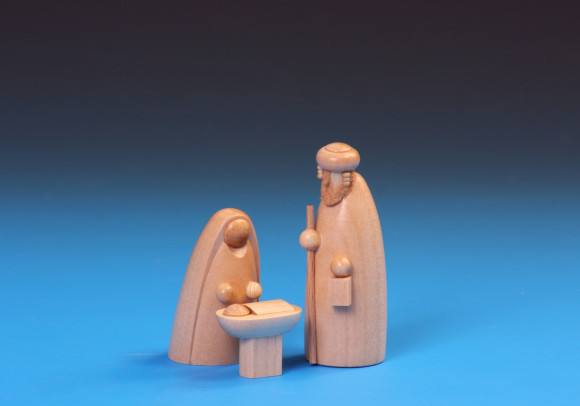Schalling Krippenfiguren Heilige Familie 3-teilig, klein, natur