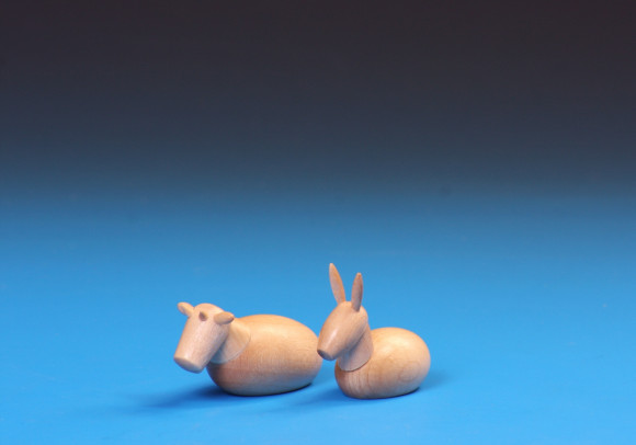 Schalling Krippenfiguren Ochse & Esel, klein, natur