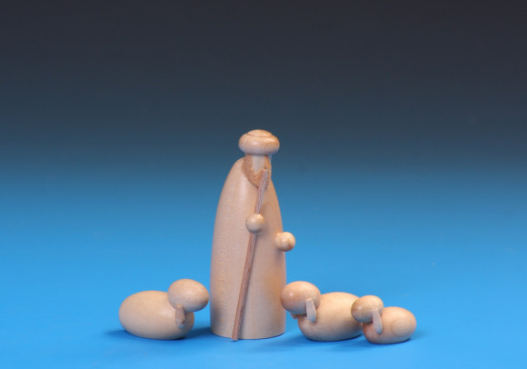 Schalling Krippenfiguren Hirtengruppe 4-teilig, klein, natur