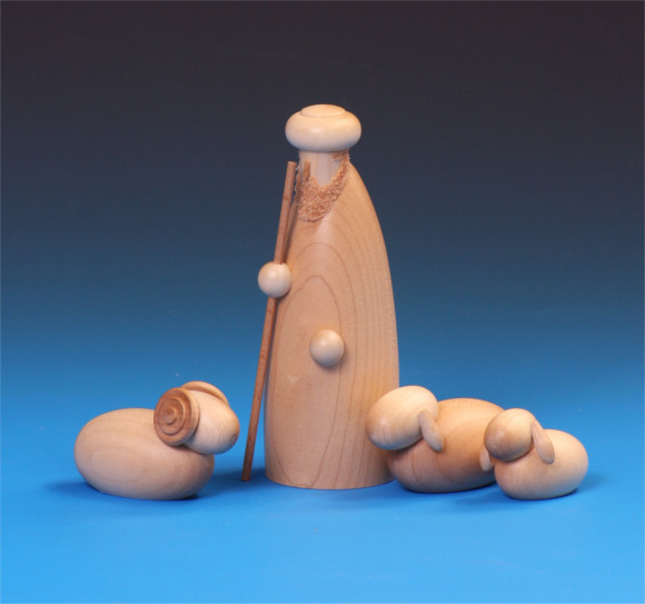 Schalling Krippenfiguren Hirtengruppe natur 4-teilig