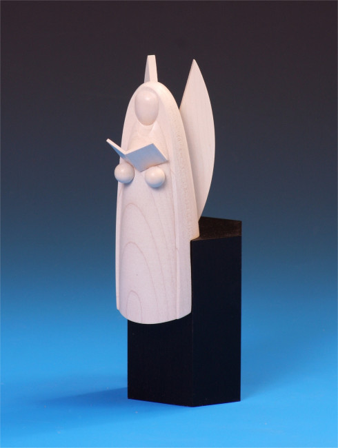 Halleluja-Engel weiß lasiert auf Sockel