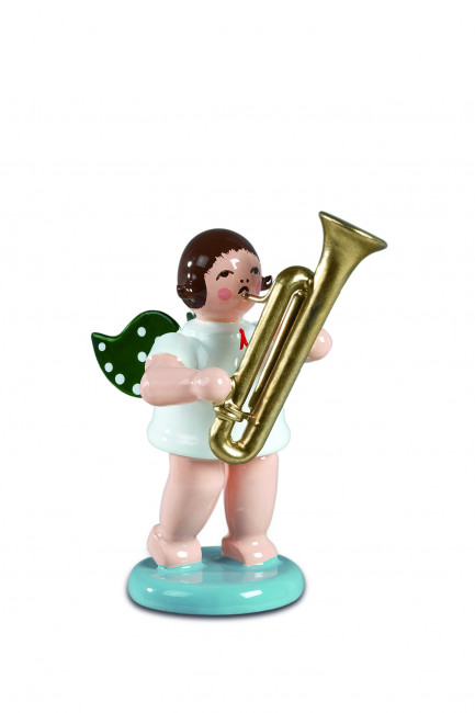 Engel mit Sarrusophon mit Krone