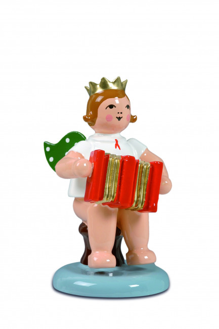 Engel sitzend mit Akkordeon ohne Krone