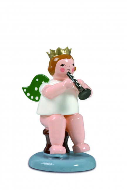 Engel sitzend mit Flöte ohne Krone