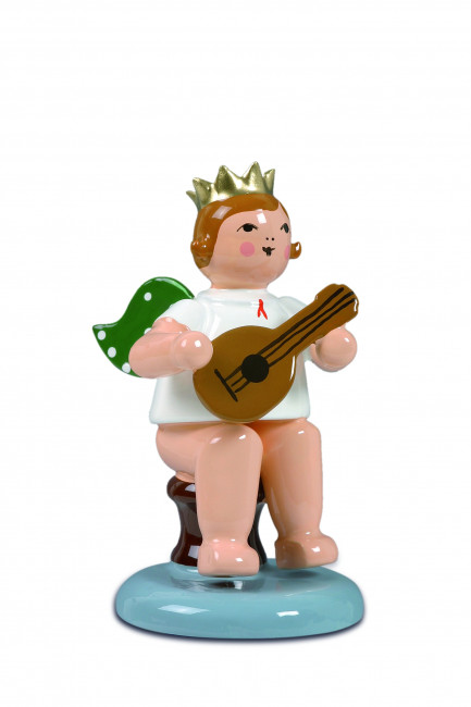 Engel sitzend mit Mandoline mit Krone