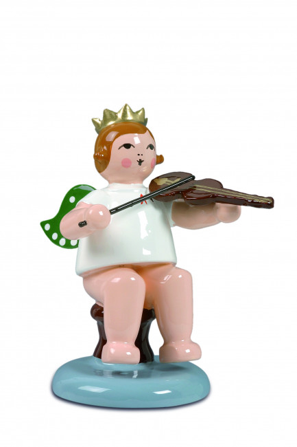 Engel sitzend mit Bratsche mit Krone