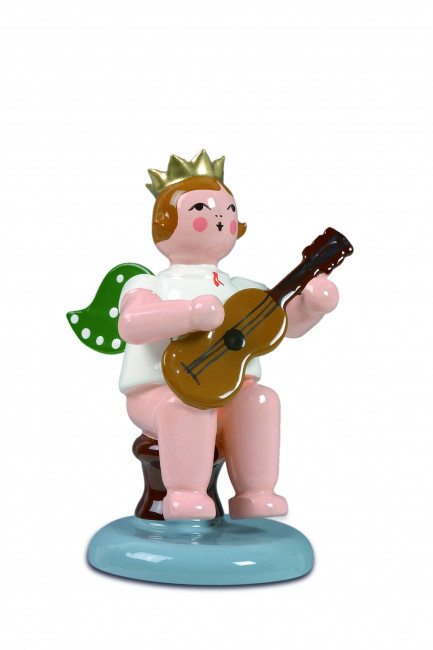 Engel sitzend mit Gitarre mit Krone