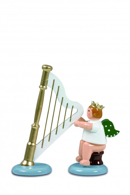 Engel sitzend mit Harfe mit Krone