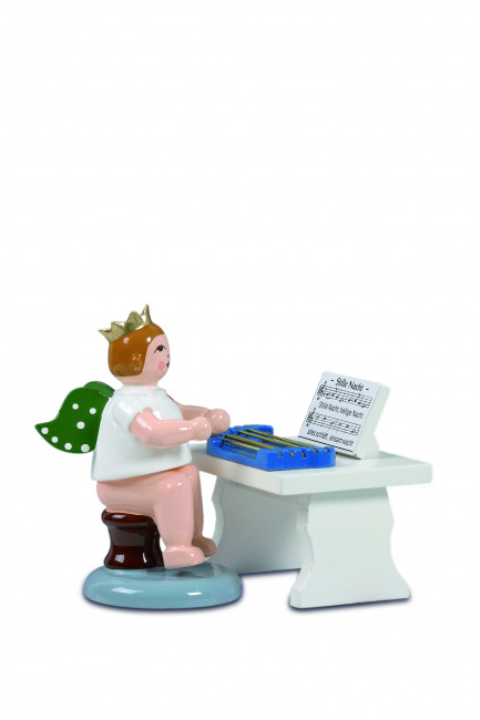 Engel sitzend mit Zither mit Krone