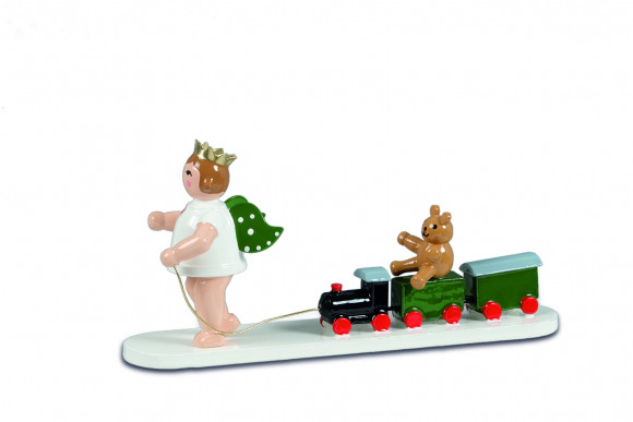 Engel mit Eisenbahn und Bär
