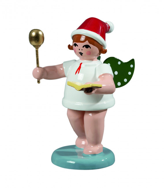 Weihnachtsengel mit Löffel und Kochbuch mit Mütze