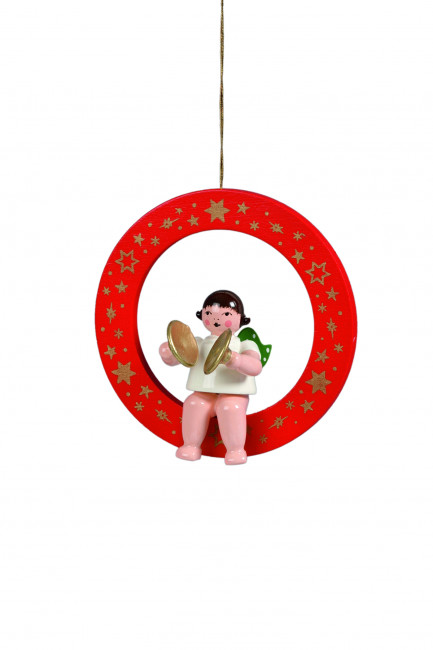 Engel mit Becken im roten Ring ohne Krone