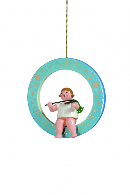 Engel mit Bratsche im blauen Ring ohne Krone