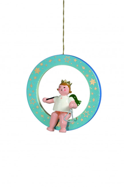 Engel mit Triangel im blauen Ring mit Krone